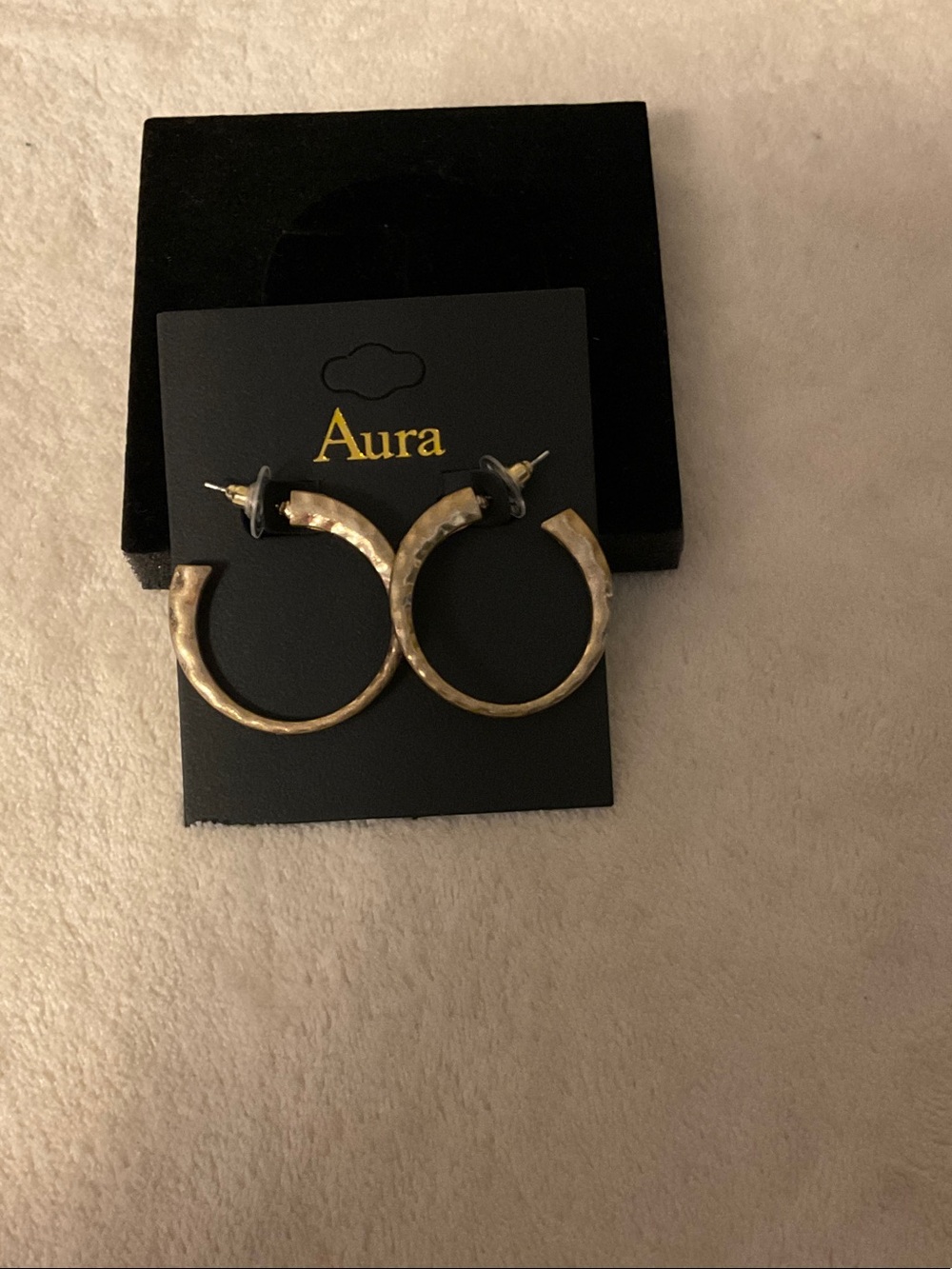 Aura Textured Gold Open Hoop Earrings